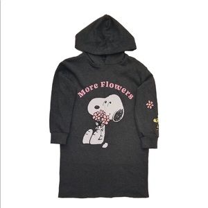 Peanuts Snoopy Gray & Pink Flowers Dress w/ Hood